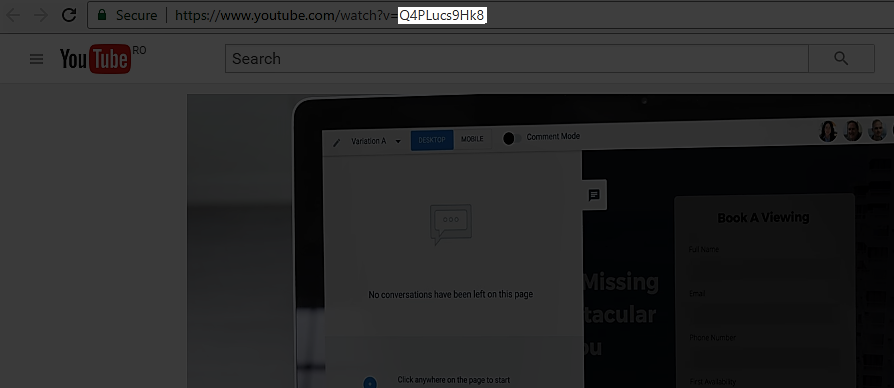 image of youtube ID in the browser URL