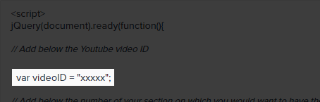 image of adding the video ID parameter to your code snippet
