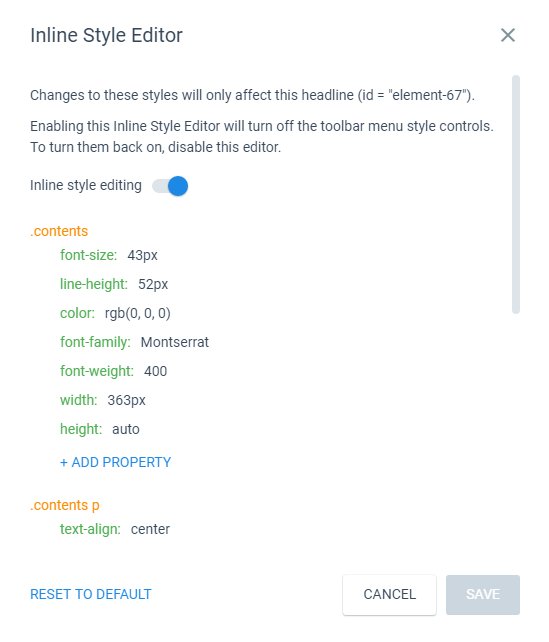 image of the inline style editor module