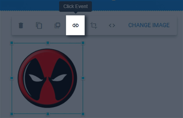 image of the click event option on an image element