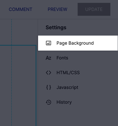 image of the Page Background button found on the right sidebar