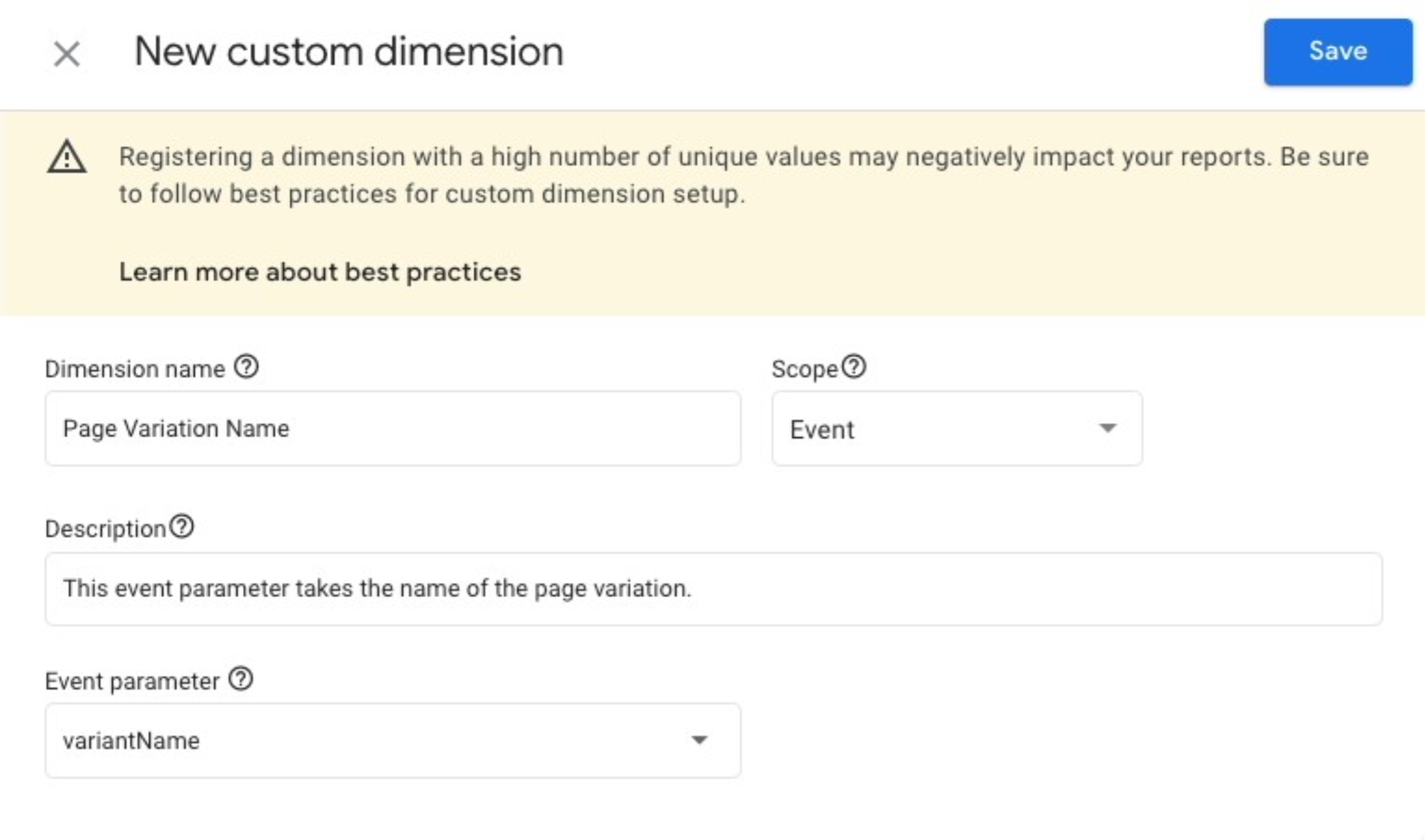Add a Custom dimension with the variantName event parameter..png