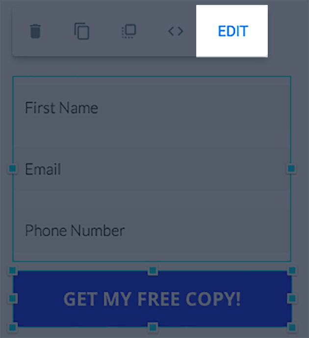 image of the form edit button
