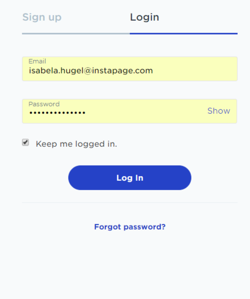 image of login to services page