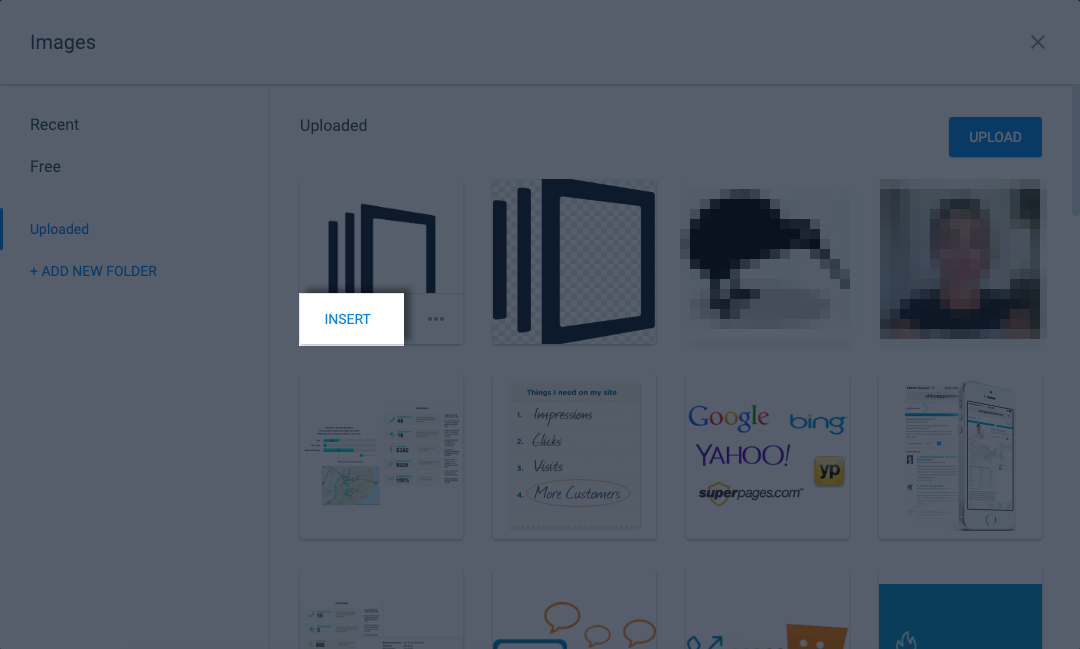 image of the insert option