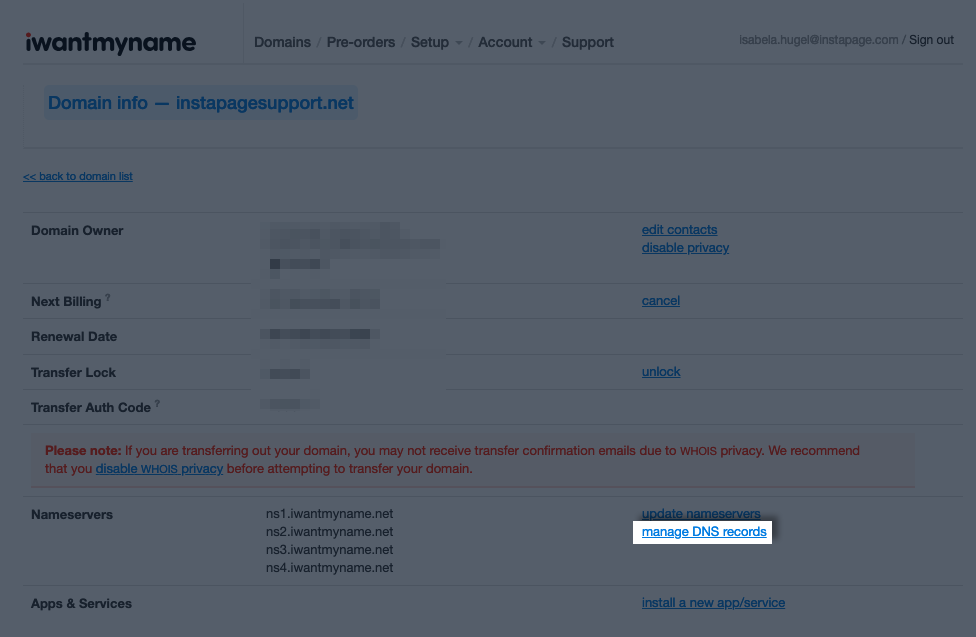 go to manage DNS records