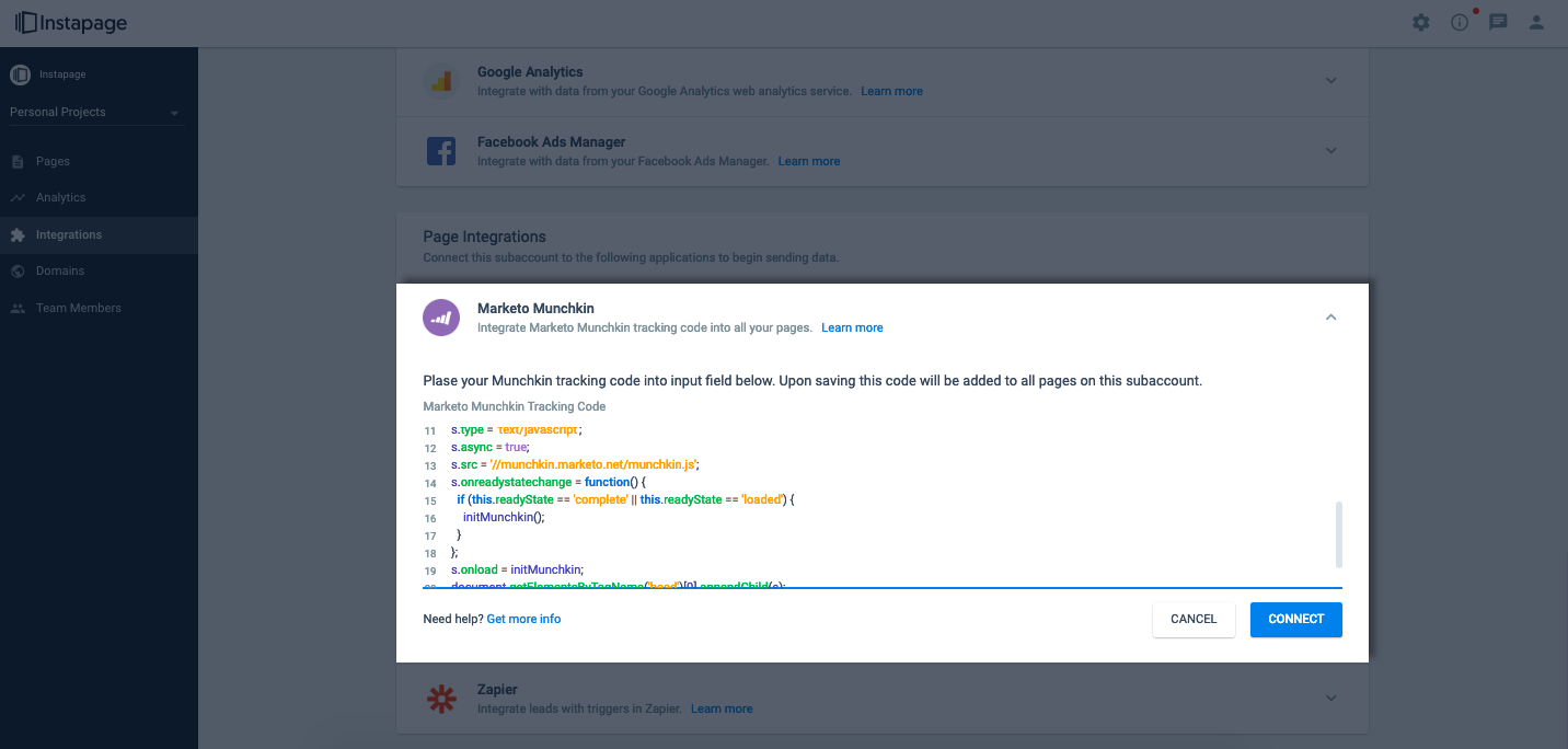 Marketo Munchkin Instapage Help Center