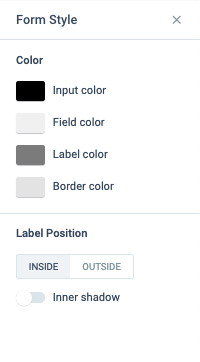 image of form style options and color settings