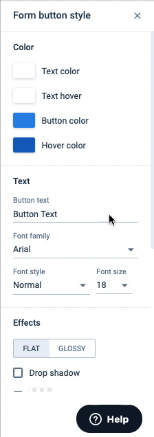 GIF of the Form Button Style options