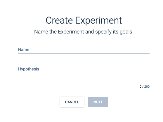 image of naming your experiment and naming it's goals