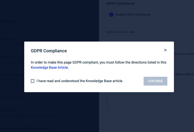 image of gdpr compliance pop-up