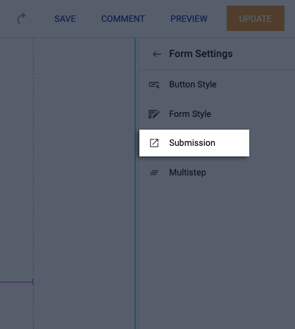 image of the submission option under form settings