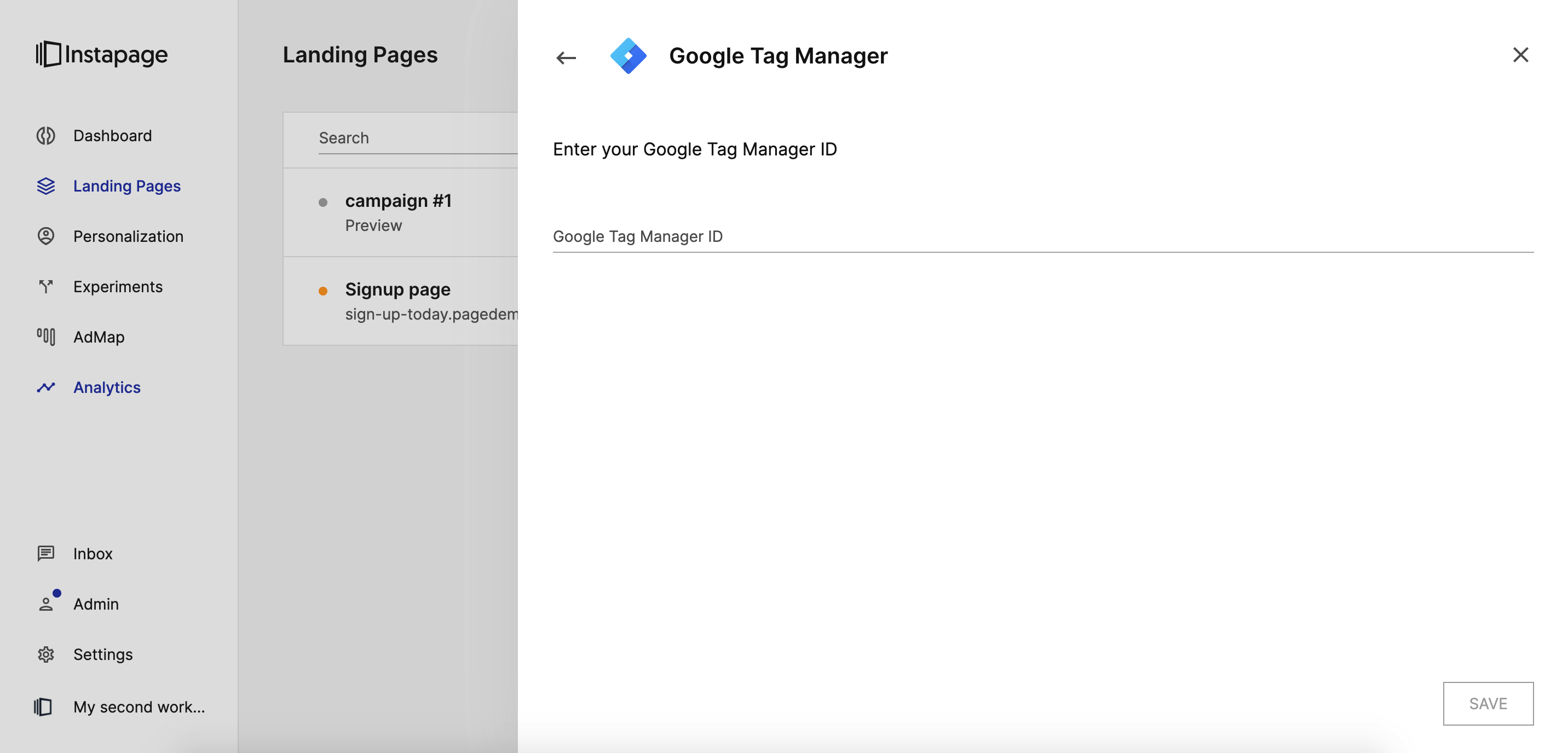 image of Google Tag Manager slideout