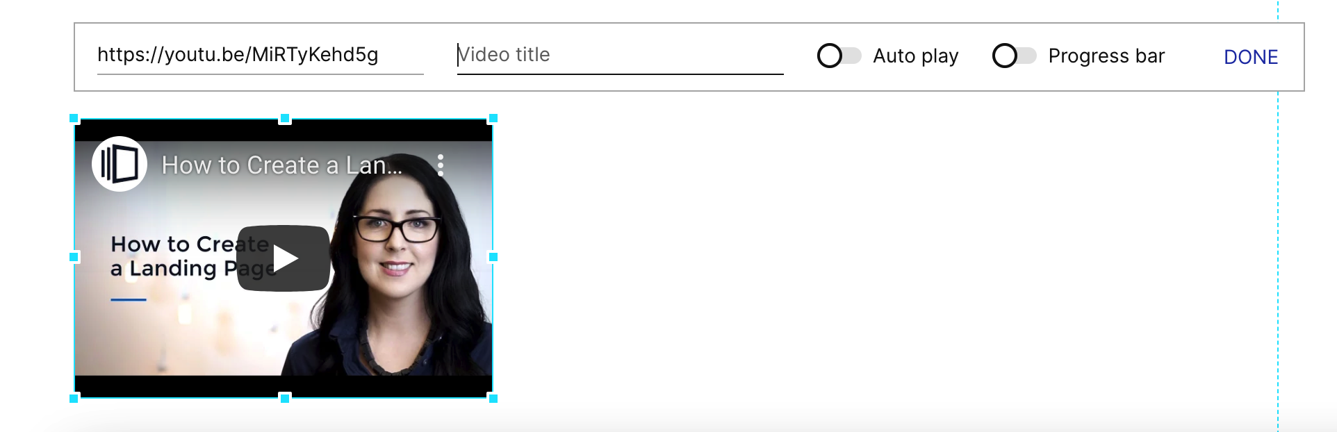 Where to add a title for videos in the Instapage builder