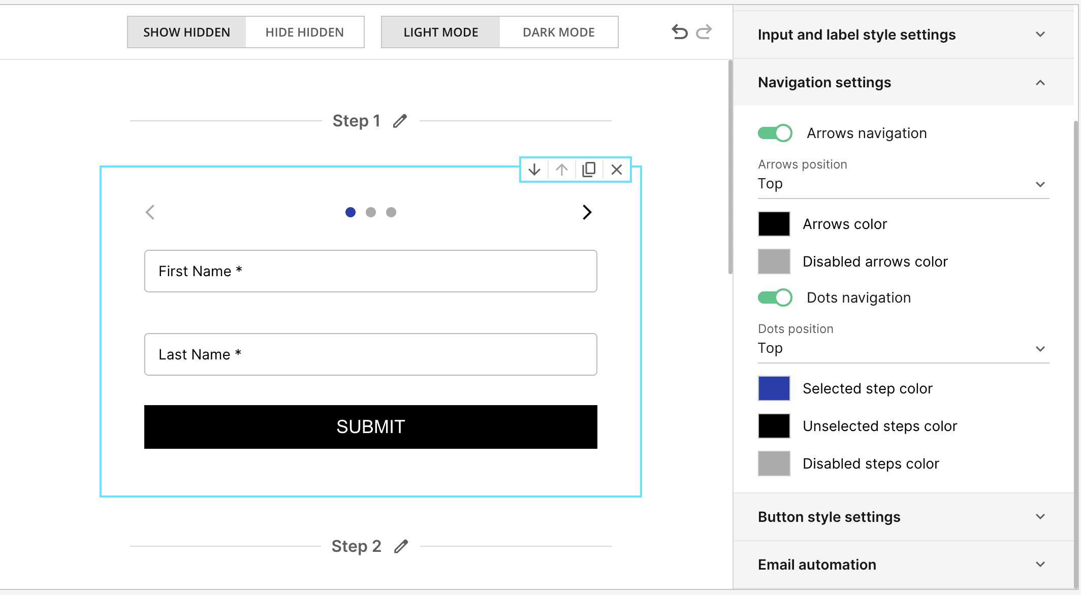 dots navigation