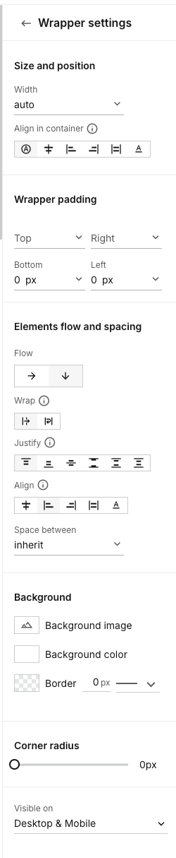 wrapper settings