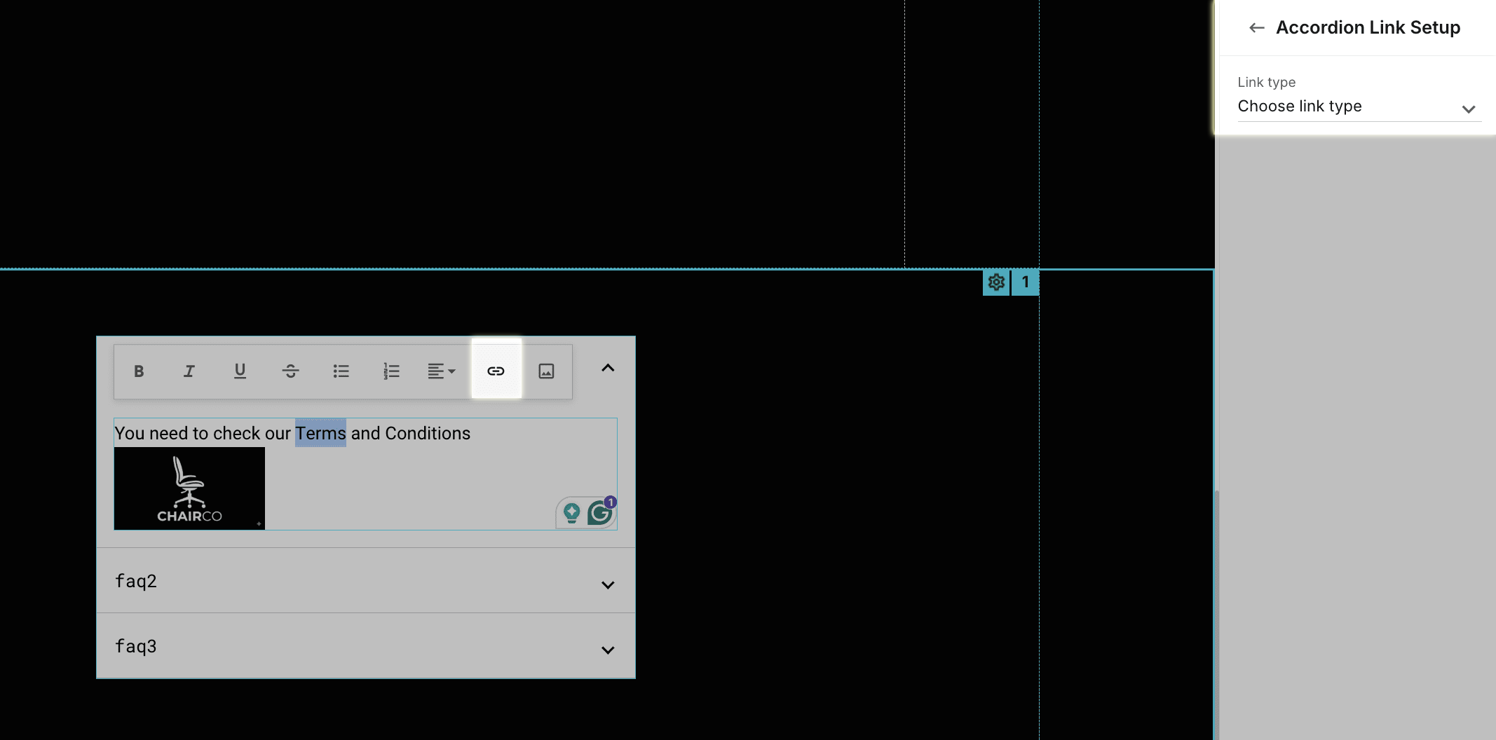 accordion link setup